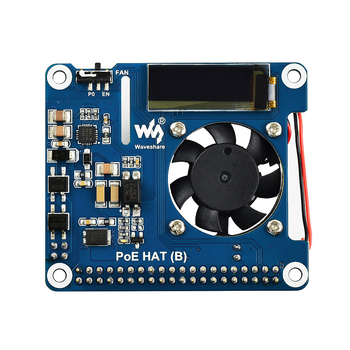 Κάρτα επέκτασης POE Ethernet για Raspberry Pi 4B/3B+ με OLED οθόνη πραγματικού χρόνου θερμοκρασίας και επέκταση IO διεύθυνσης IP