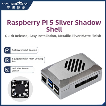 Puzdro Raspberry Pi 5 z ABS, ochranný box s PWM chladiacim ventilom a nastaviteľnou rýchlosťou, plastová imitácia hliníkovej zliatiny