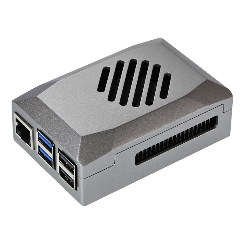 Калъф за Raspberry Pi 5 от ABS със защитен корпус, PWM вентилатор за охлаждане и регулируема скорост, пластмаса имитираща алуминиева сплав