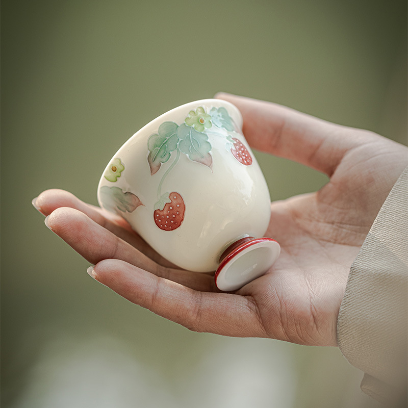 Porcelanska šalice za čaj Mingzhi Mountain Zhi, ručno oslikan motiv Raspberry Pi, kung fu čajni pribor, jedna šalica, lagani luksuzni retro stil