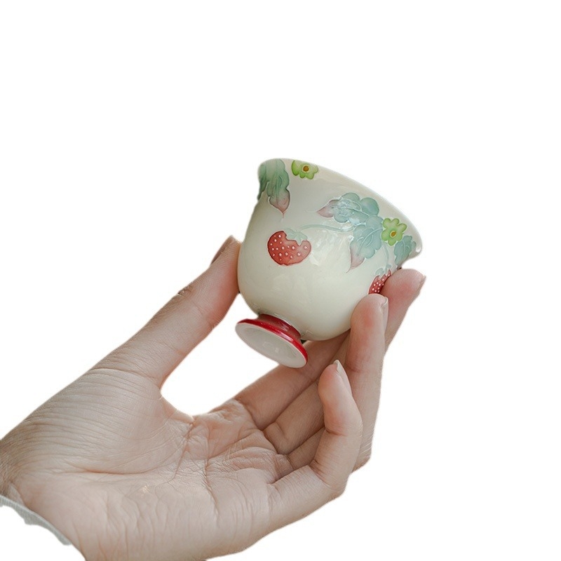 Porcelanska šalice za čaj Mingzhi Mountain Zhi, ručno oslikan motiv Raspberry Pi, kung fu čajni pribor, jedna šalica, lagani luksuzni retro stil