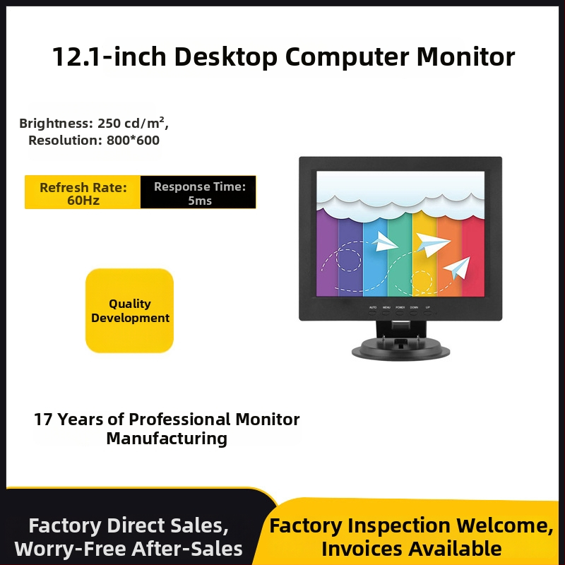12,1-palcový LCD monitor 4:3 pre kancelárske a domáce použitie, VGA vstup, POS displej