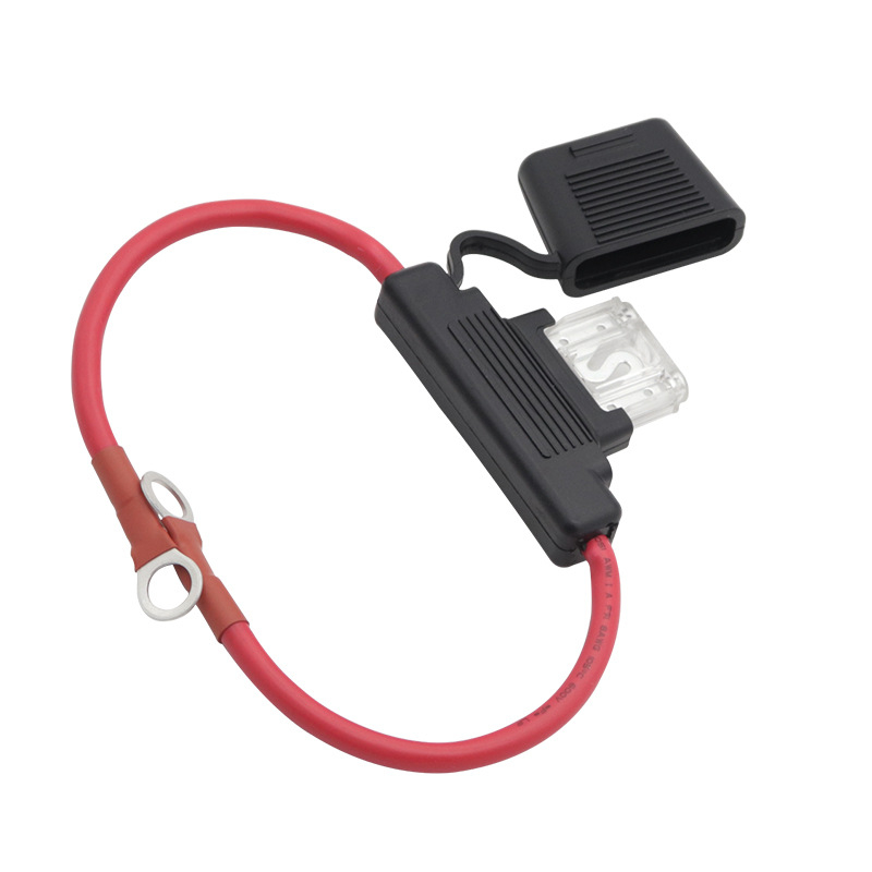 AMOMD AOM1316-30CM Autó biztosítótartó, 80A, 8 AWG, 1 bemenet-1 kimenet, 30 cm hosszú