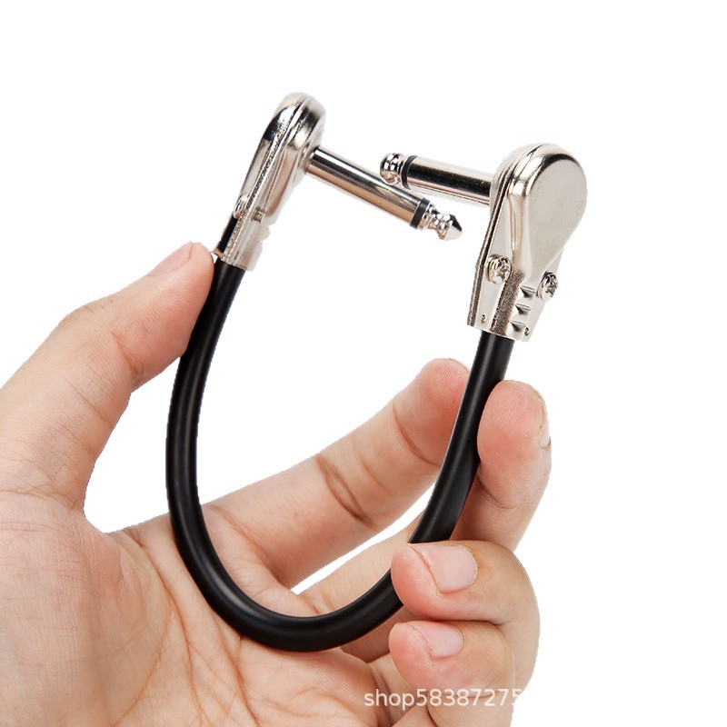 Kabel za gitarske efekte, 6,35 mm mono, muško–muški, dvostruki kutni konektor, kratak kabel