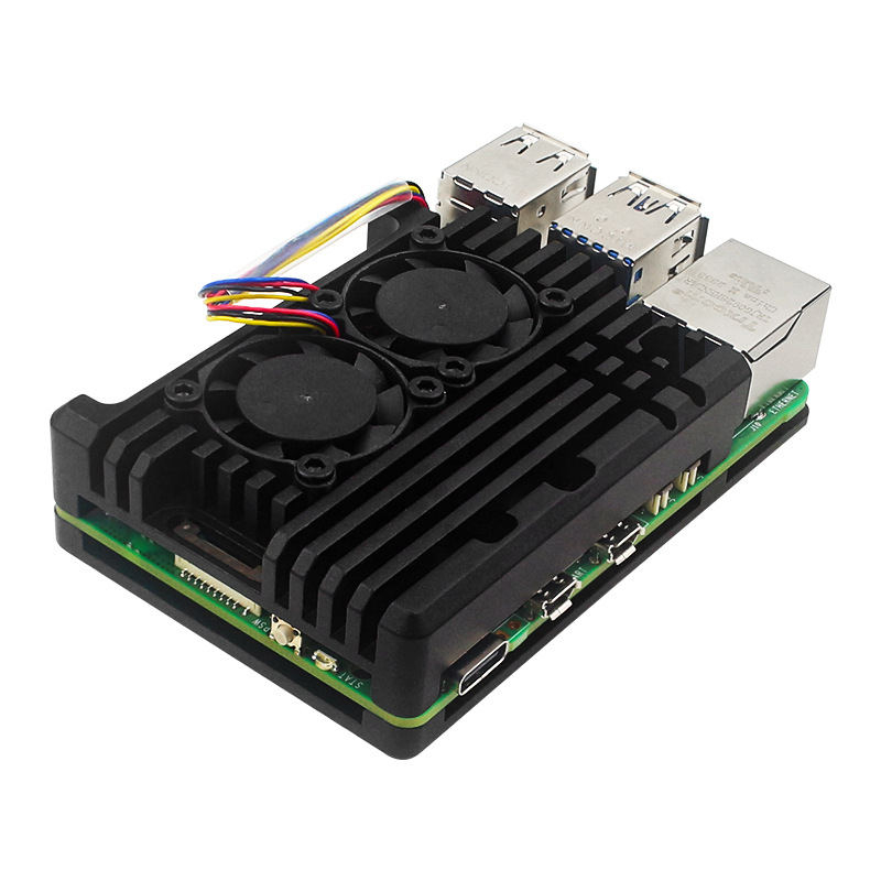Kućište od aluminijskog legura za Raspberry Pi 5 Gen 5B s dvostrukim ventilatorom za hlađenje