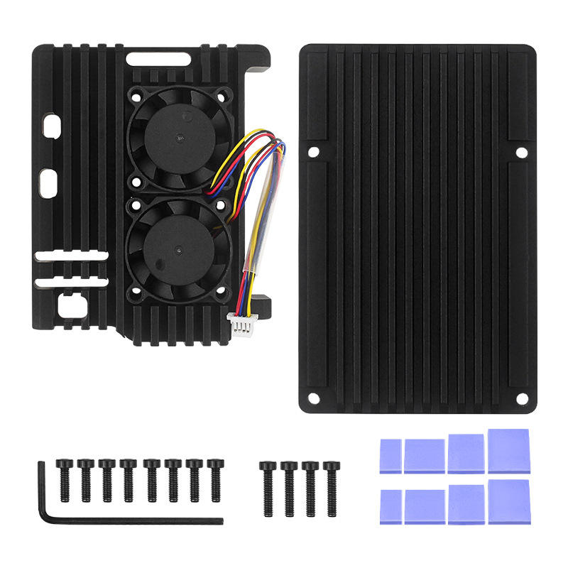 Kućište od aluminijskog legura za Raspberry Pi 5 Gen 5B s dvostrukim ventilatorom za hlađenje