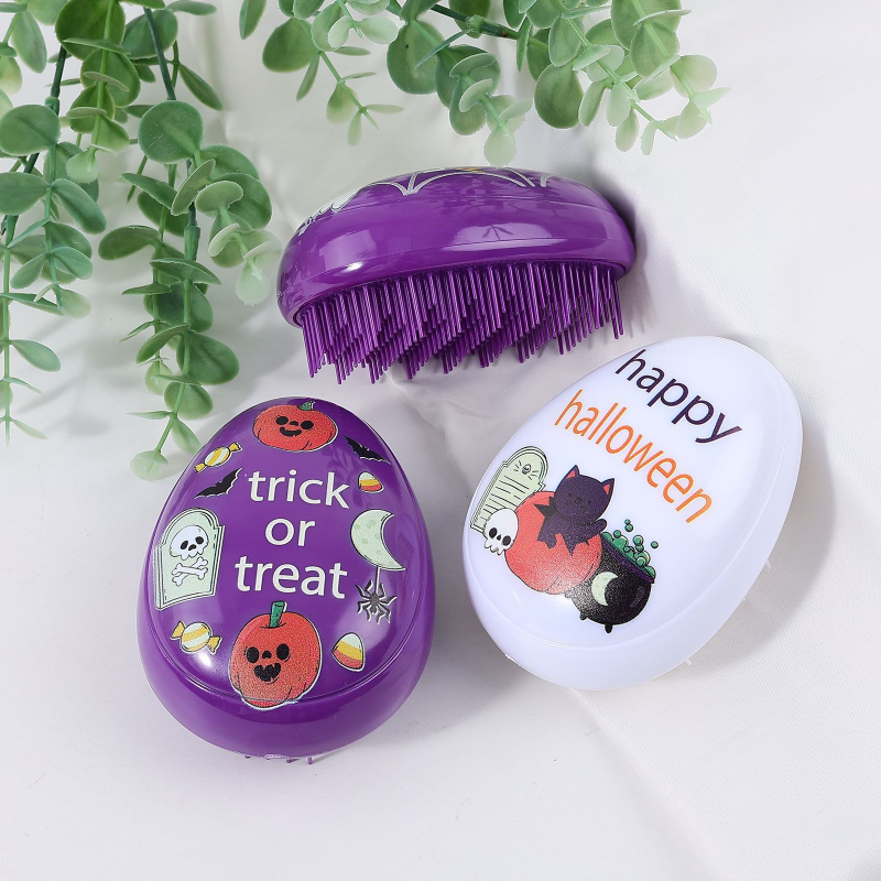 Egyedi Halloween témájú anti‑statikus hajszárító fésű, kis polisztirol anyag, egyenes hajhoz