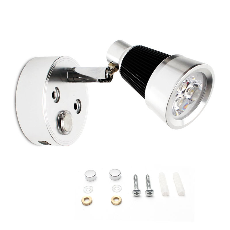 LED zidna svjetiljka za kamp-kućicu, 12V-24V, dodirno podešavanje jačine i USB priključak za punjenje, 3W svjetlo za čitanje