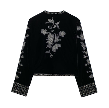 Taop&Za Ženska kratka baršunasta jakna s vezom, elegantan proljetni stil 5107254