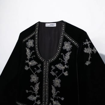 Taop&Za Ženska kratka baršunasta jakna s vezom, elegantan proljetni stil 5107254