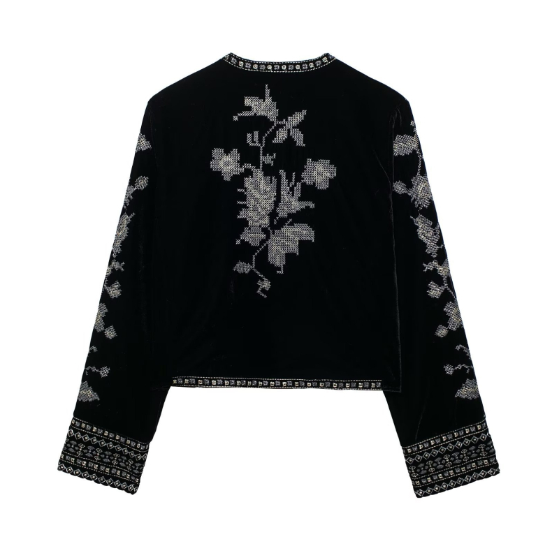 Taop&Za Ženska kratka baršunasta jakna s vezom, elegantan proljetni stil 5107254