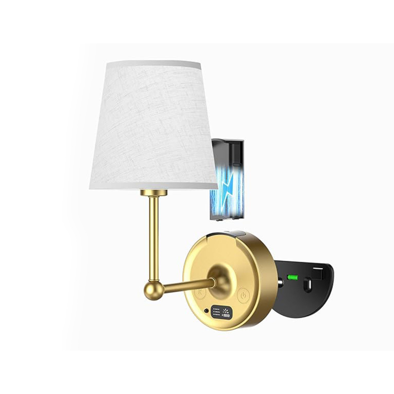 Stenska lampa s odvojivom baterijom i mogućnošću punjenja, tekstilno sjenilo, LED svjetlo, moderni minimalistički stil, noćna lampa za spavanje