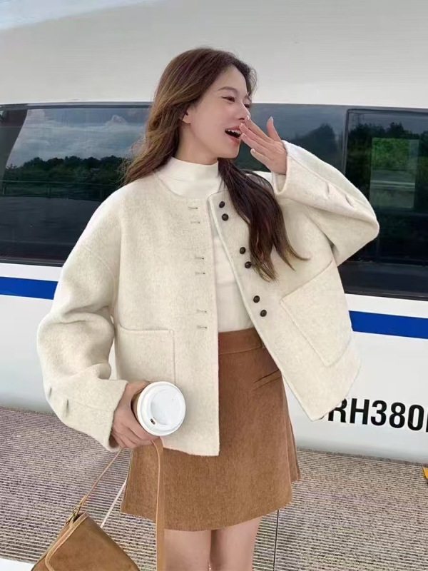 Puyuan vuneni kaput, tweed stil, ženski kratki kaput za proljeće i jesen, elegantan visokokvalitetan izgled