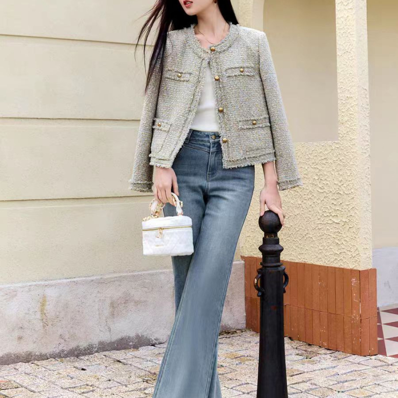 Ženska jakna zelenog Chanel stila, novi model 2025, lagani luksuz za ured i grad