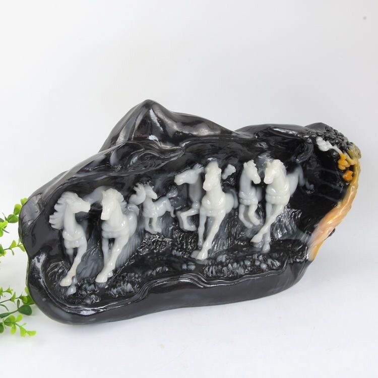 Figura osam konja od jade i kamena, skulptura od smole, za dom i ured, poklon za useljenje