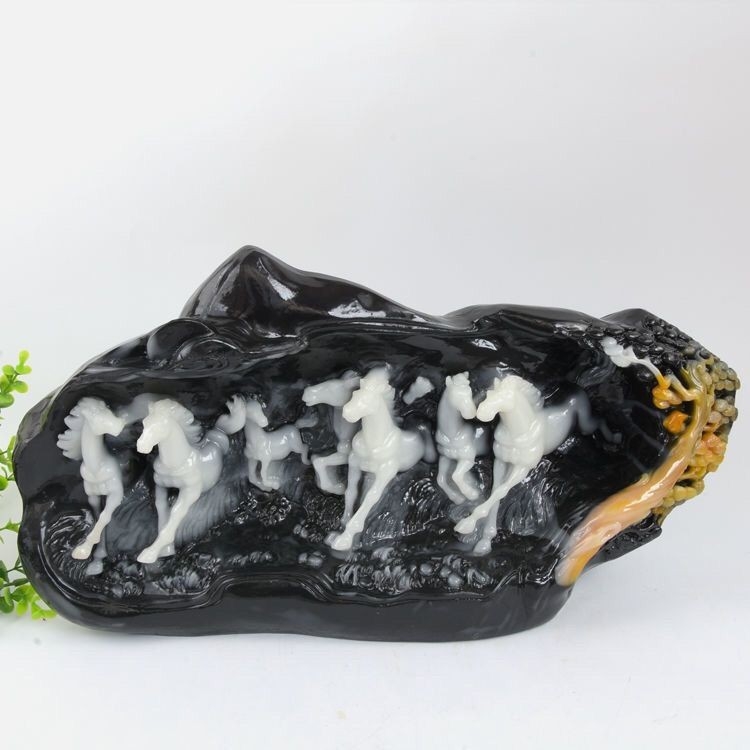 Figura osam konja od jade i kamena, skulptura od smole, za dom i ured, poklon za useljenje