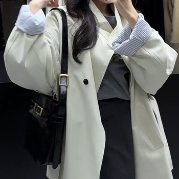 Ženski trench kaput sa stojećim ovratnikom, srednje duljine, proljeće 2026, korejski školski casual stil