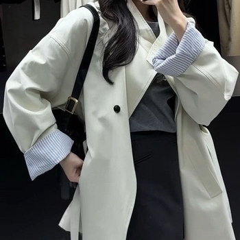 Ženski trench kaput sa stojećim ovratnikom, srednje duljine, proljeće 2026, korejski školski casual stil