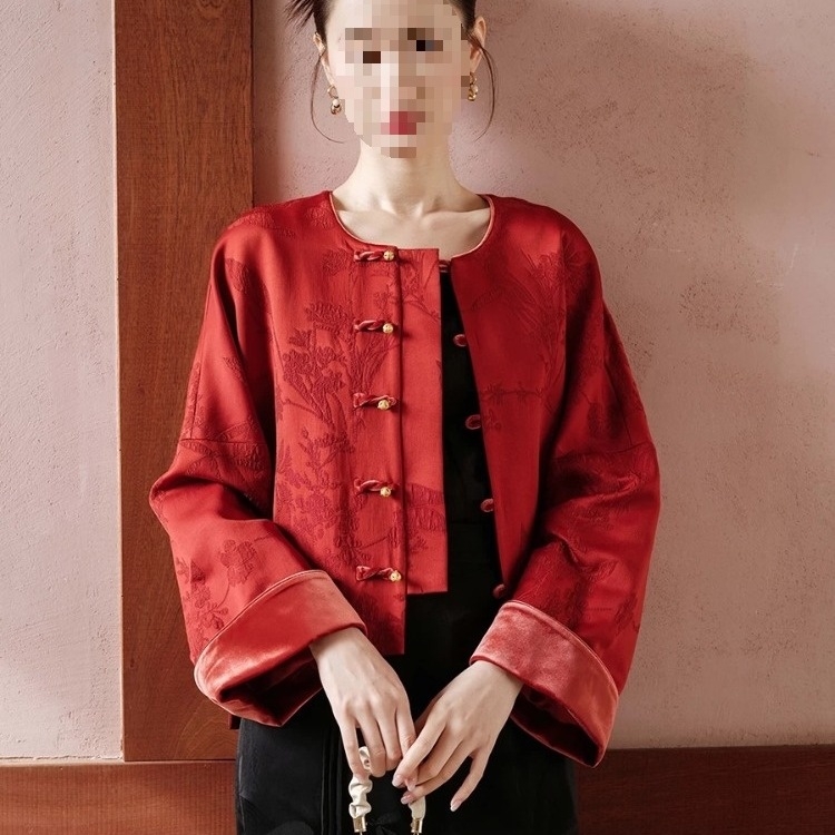 Ženska jakna u novom kineskom stilu s retro nacionalnim motivom, za jesen-zimu, jacquard Song brocade, jednostruko kopčanje