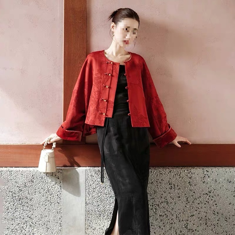 Ženska jakna u novom kineskom stilu s retro nacionalnim motivom, za jesen-zimu, jacquard Song brocade, jednostruko kopčanje