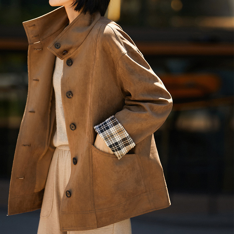 Ženska jakna Explorer u retro barn stilu sa velurom, blok boja, ležerni windbreaker, proljeće 2026