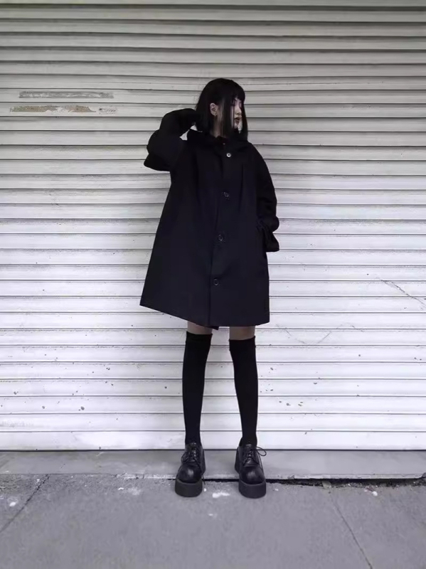 Harajuku inspirirana ženska vjetrovka s kapuljačom, srednja dužina, slobodan kroj, japansko-korejski street style