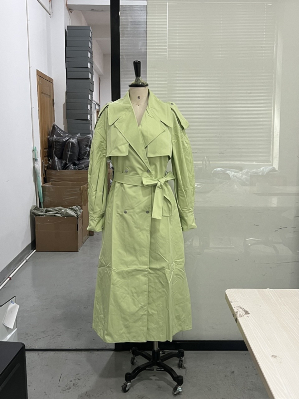Ženski dugi trench kaput s ovratnikom i remenom, jesen-zimski elegantan stil