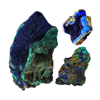 Azurit sirov kamen, azurit i malahit u sinergiji, mineralni uzorak, dekorativni mineralni predmet
