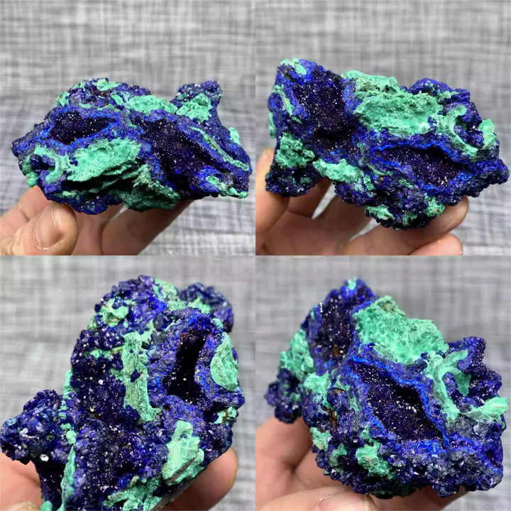 Azurit sirov kamen, azurit i malahit u sinergiji, mineralni uzorak, dekorativni mineralni predmet
