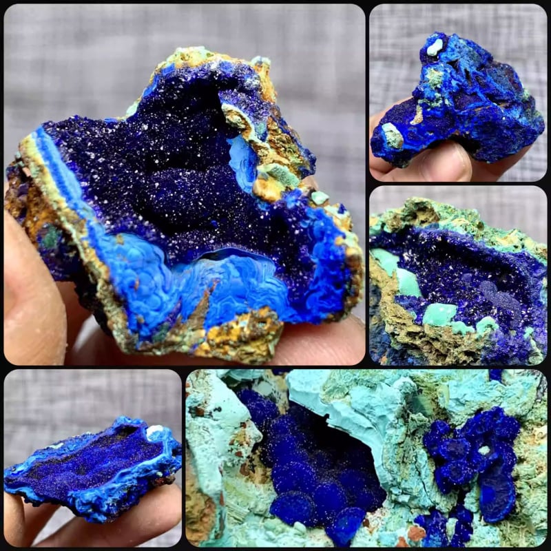 Azurit sirov kamen, azurit i malahit u sinergiji, mineralni uzorak, dekorativni mineralni predmet