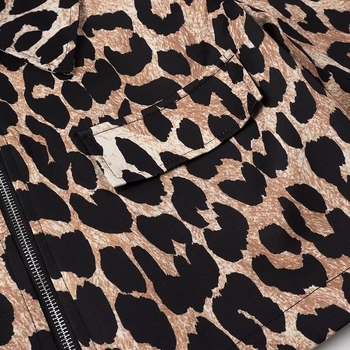 Ženska jakna s leopardim uzorkom, rever s ovratnikom, široki kroj, gradski street stil, dugi rukavi, proljeće 2024
