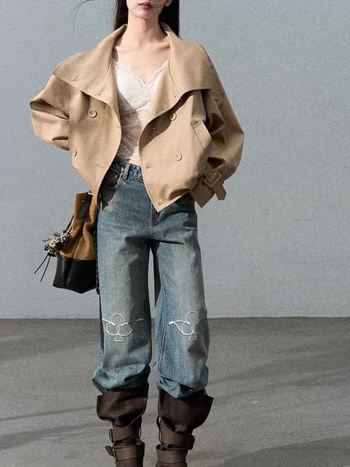 OAKMO Oversize kratka pamucna windbreaker jakna sa stojećim ovratnikom