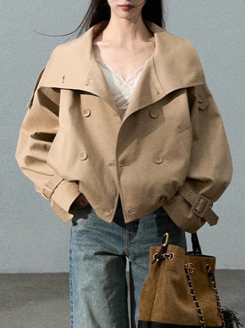 OAKMO Oversize kratka pamucna windbreaker jakna sa stojećim ovratnikom