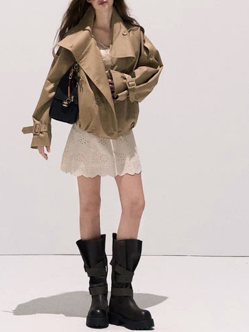 OAKMO Oversize kratka pamucna windbreaker jakna sa stojećim ovratnikom