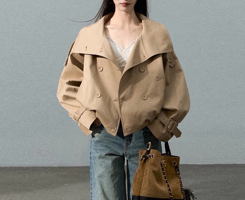 OAKMO Oversize kratka pamucna windbreaker jakna sa stojećim ovratnikom