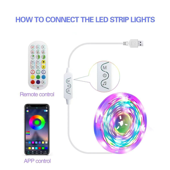 RGB LED trak za atmosferu, set s Bluetooth aplikacijom i 2,4G daljinskim upravljačem, 140 LED dioda