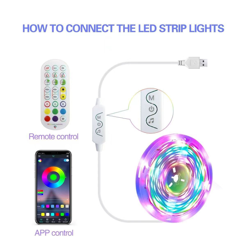 RGB LED trak za atmosferu, set s Bluetooth aplikacijom i 2,4G daljinskim upravljačem, 140 LED dioda