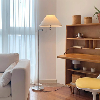 Podna lampa u korejskom stilu, moderni minimalistički dizajn, podesivog ljuljačkog ramena, za dnevni boravak, spavaću sobu i studio, lampa za čitanje