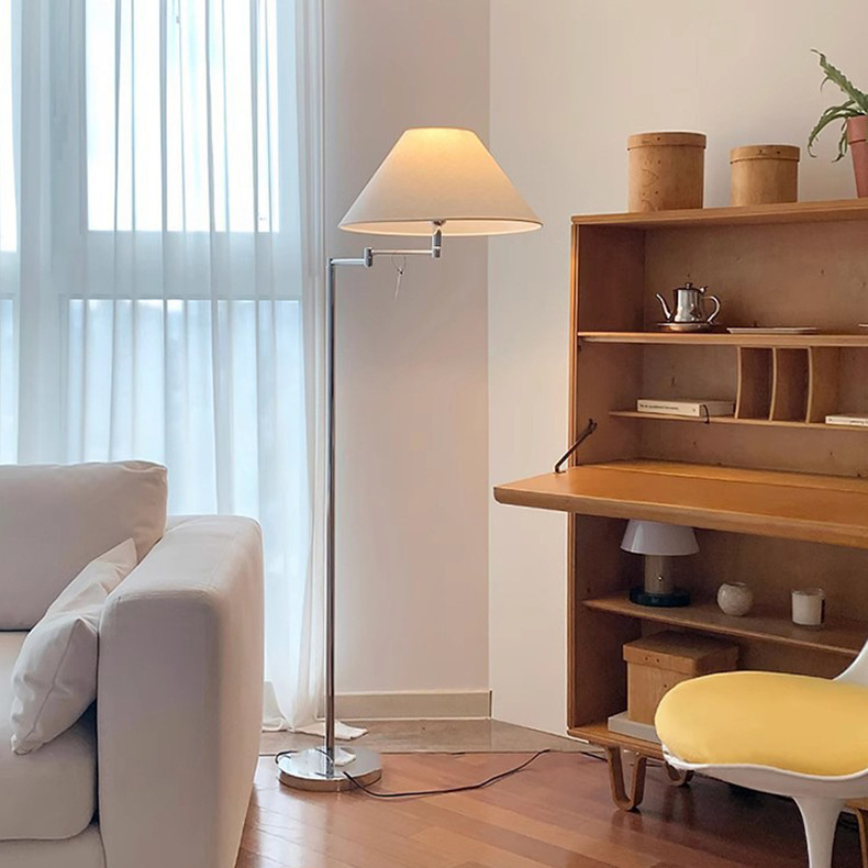 Podna lampa u korejskom stilu, moderni minimalistički dizajn, podesivog ljuljačkog ramena, za dnevni boravak, spavaću sobu i studio, lampa za čitanje