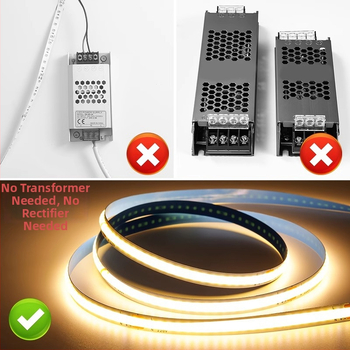 Monohromatski COB LED trak 220V za unutarnje osvjetljenje, bez drivera, samoljepljiv, linearno svjetlo