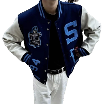 Férfi baseball dzseki betűhímzett, laza szabású, egyrészes zárású, álló gallér