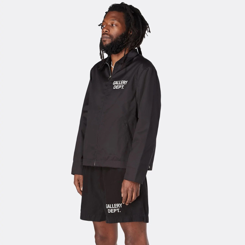 Gallery Dept inspirálta streetwear dzseki betűs nyomtatással és Carhartt panellel, VIBE baseball-stílus.