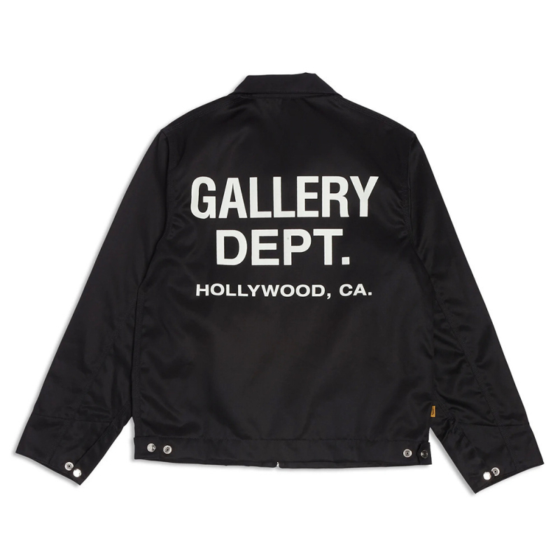 Gallery Dept inspirálta streetwear dzseki betűs nyomtatással és Carhartt panellel, VIBE baseball-stílus.