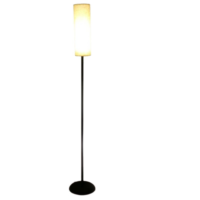 Vintage podna lampa s lanenim abažurom, skandinavski stil, retro dekorativna lampa u američkom stilu