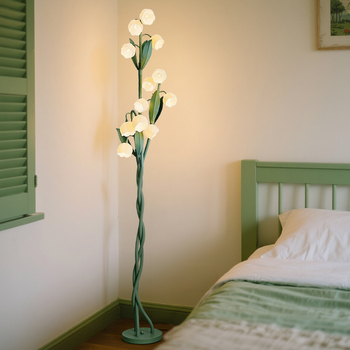 Podna lampa Lily-of-the-Valley za dnevni boravak, vintage francuski seoski stil, cvjetna lampica uz kauč