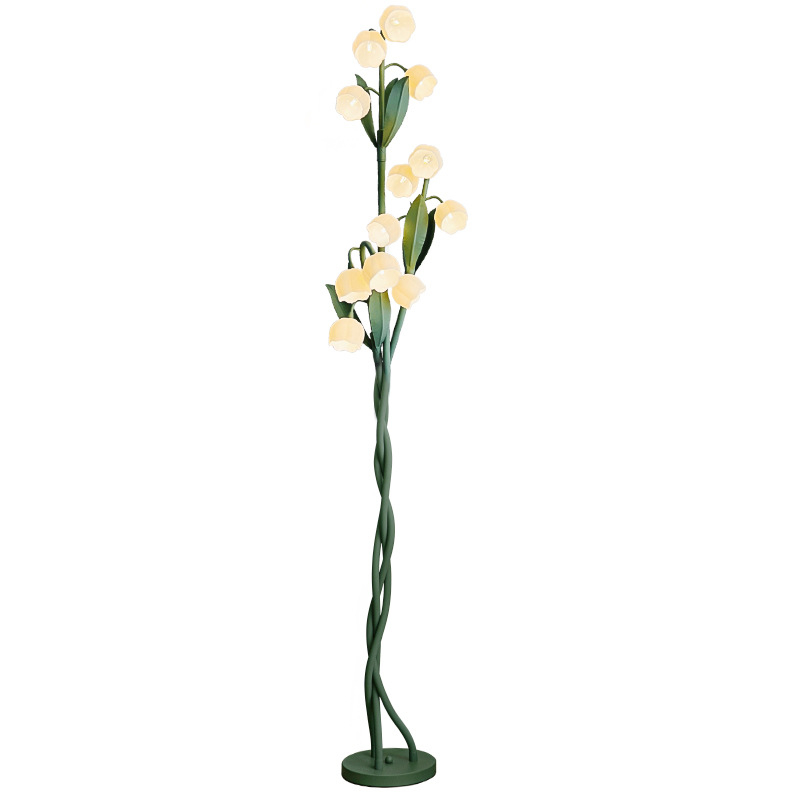 Podna lampa Lily-of-the-Valley za dnevni boravak, vintage francuski seoski stil, cvjetna lampica uz kauč