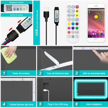 LED trak 5V 5050RGB, višebojna promjena boja Bluetooth upravljanje, 24 tipke, daljinski upravljač, atmosferično osvjetljenje