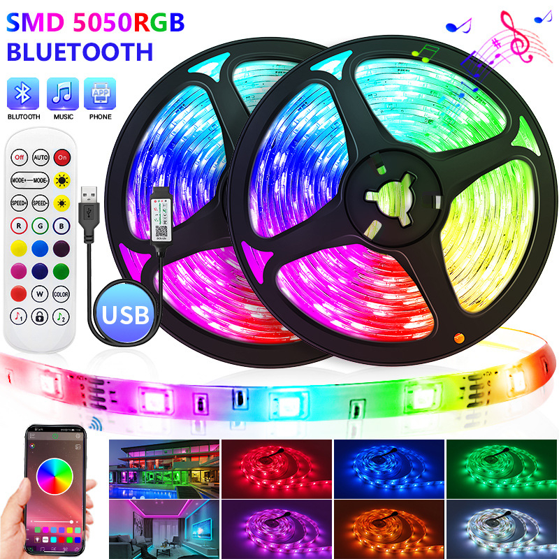 LED trak 5V 5050RGB, višebojna promjena boja Bluetooth upravljanje, 24 tipke, daljinski upravljač, atmosferično osvjetljenje