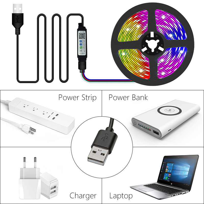 LED trak 5V 5050RGB, višebojna promjena boja Bluetooth upravljanje, 24 tipke, daljinski upravljač, atmosferično osvjetljenje