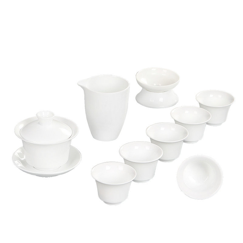 Bijeli porcelanski čajni set kung fu s poklon kutijom i logotipom